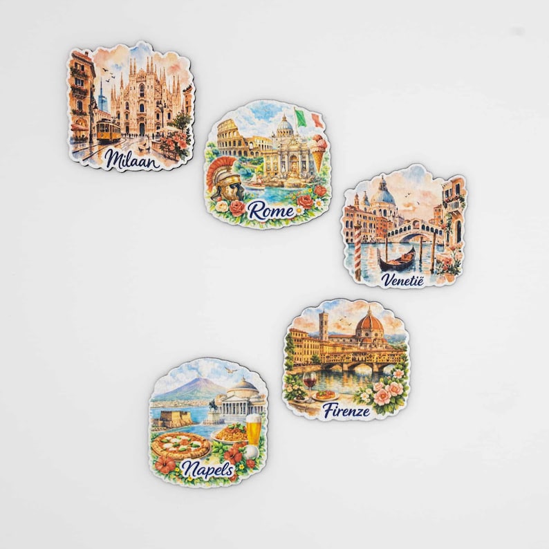 Italian Cities Fridge Magnets - Rome, Venice, Milan, Florence, Naples - Wood Magnet Set, Handmade in Belgium image 5