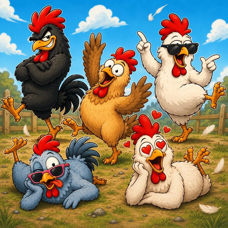 Funny Chicken Fridge Magnets - Wood Magnet Set - Kitchen Decor Gift - Handmade in Belgium image 5
