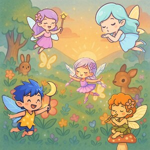 Fairy Magnet Set, Elf Design Wooden Fridge Magnets, Linden Wood Kitchen Magnets, Woodland Fairies Gift, Flowz Belgium image 5