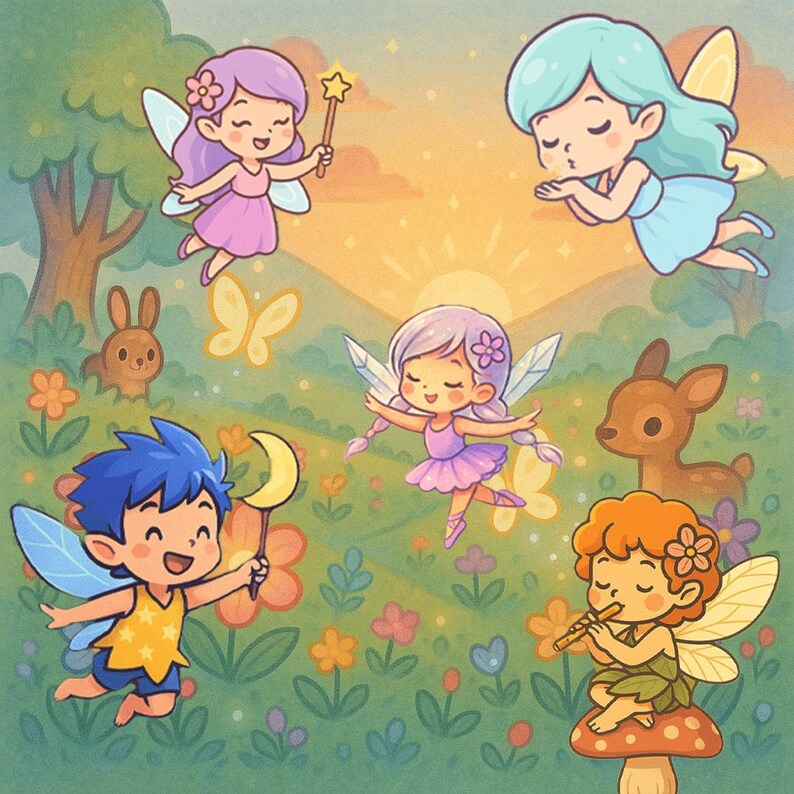 Fairy Magnet Set, Elf Design Wooden Fridge Magnets, Linden Wood Kitchen Magnets, Woodland Fairies Gift, Flowz Belgium image 5