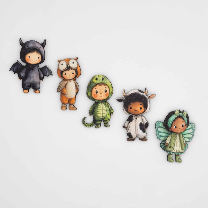 Animal Costume Friends Magnet Set of 5 | Wood Fridge Magnets for Kids | Forest Adventure Gift Belgium image 4