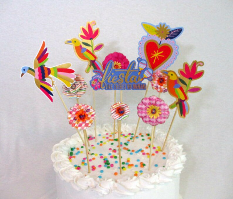 Fiesta Cake Topper Cumpleanos Table Centerpiece Quinceanera Etsy