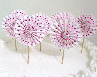 Cupcake Toppers Cake Topper Birthday Favors Mini Rosette Fans Party Favors Pinwheels Baby Shower Decorations Birthday Cake Decorating Supply