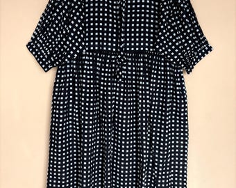 Cotton Checked Midi Dress - Black & White, Both side Pocket