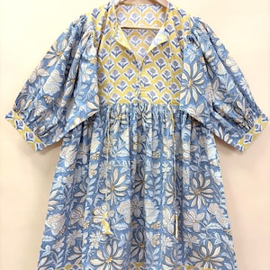 100% Hand Block Floral Print Cotton Midi Dress - Floral Boho Chic Summer Outfit
