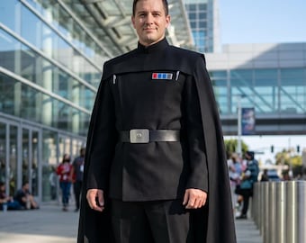 Keizerlijk officier-cosplaykostuum met leren riem – op Star Wars geïnspireerd zwart officierskostuum van het Galactic Empire
