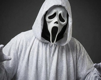 Sparkly White Ghostface Robe and Mask Set – Scream Movie Cosplay Costume