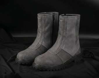Star Wars MandalorianBlack leather boots, mando shoes, Din Djarin boots for cosplay.