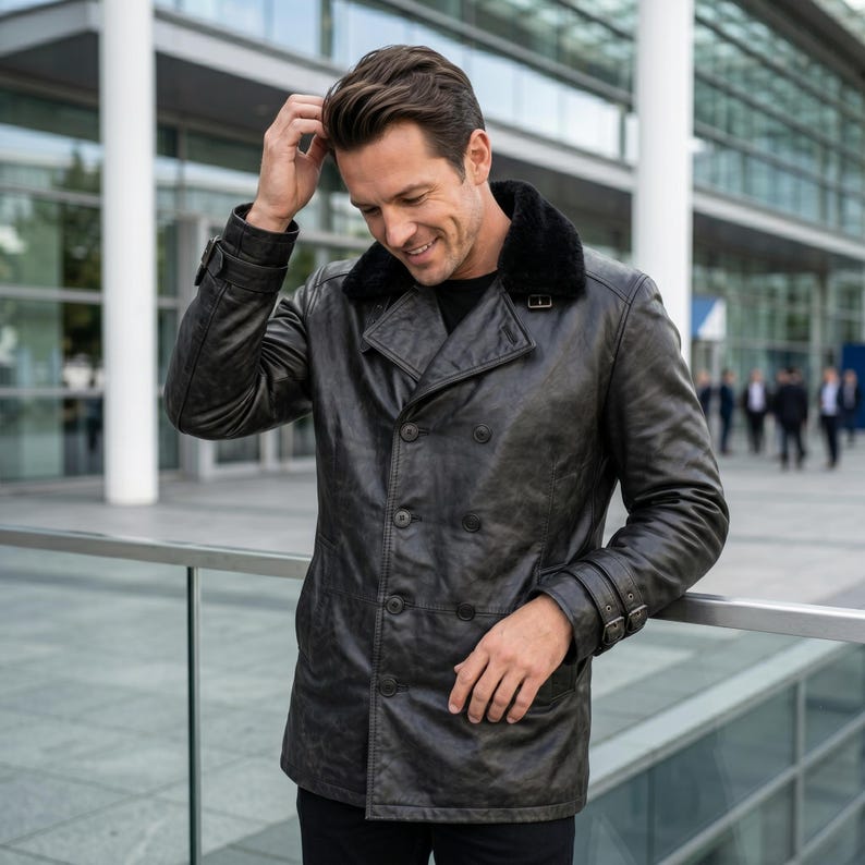 Leon S Kennedy RE9 Schwarze Lederjacke - Resident Evil Requiem Inspiriert Cosplay Kostüm Bild 4