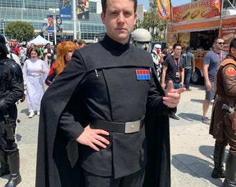 Imperial Officer Cosplay-kostym med läderbälte – Star Wars-inspirerad Galactic Empire Officer Black Costume