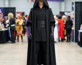 Star wars Inspired Darth Mual Black Jedi Robe Tunic Outfit Sith Lord Cosplay Costume