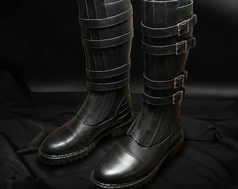 Starwars Inspired Black Anakin Skywalker Boots | Star Wars Anakin Leather Handmade Cosplay Shoes