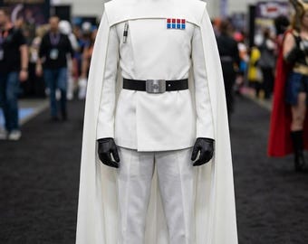 Imperial Officer Cosplay Costume with Leather Belt – Star wars Inspired Galactic Empire Officer White Costume