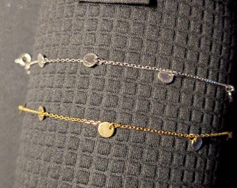 Pulsera de disco de martillo dorado en plata de ley 925 - Ajustable BOHO Stacker