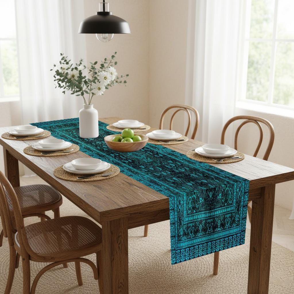 Decorative Table Runner, Artisanal Table Runner, Luxury Table Runner, Embroidered Table Runner, Patterned Table Runner