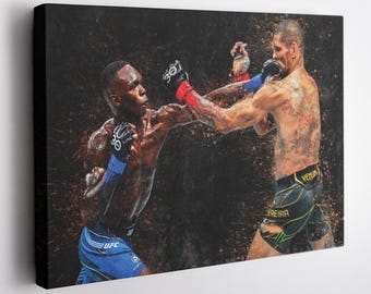 Alex Pereira vs Israel Adesanya UFC Leinwand - MMA Kunst für Man Cave