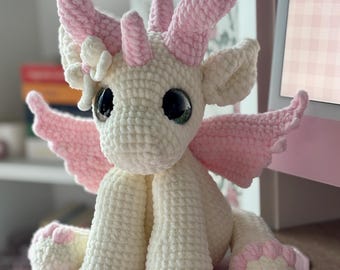 Custom Crochet Dragon Large Handmade Amigurumi Stuffed Animal Plushie