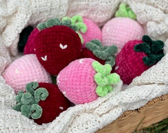 Crochet Strawberry Plushie Handmade Amigurumi