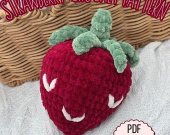 Haakpatroon aardbei Digitale pdf Gevulde amigurumi-knuffel