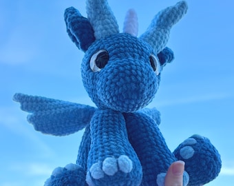 Large Crochet Dragon Plushie Handmade Amigurumi
