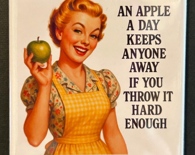 Funny Retro Magnet - An Apple A Day