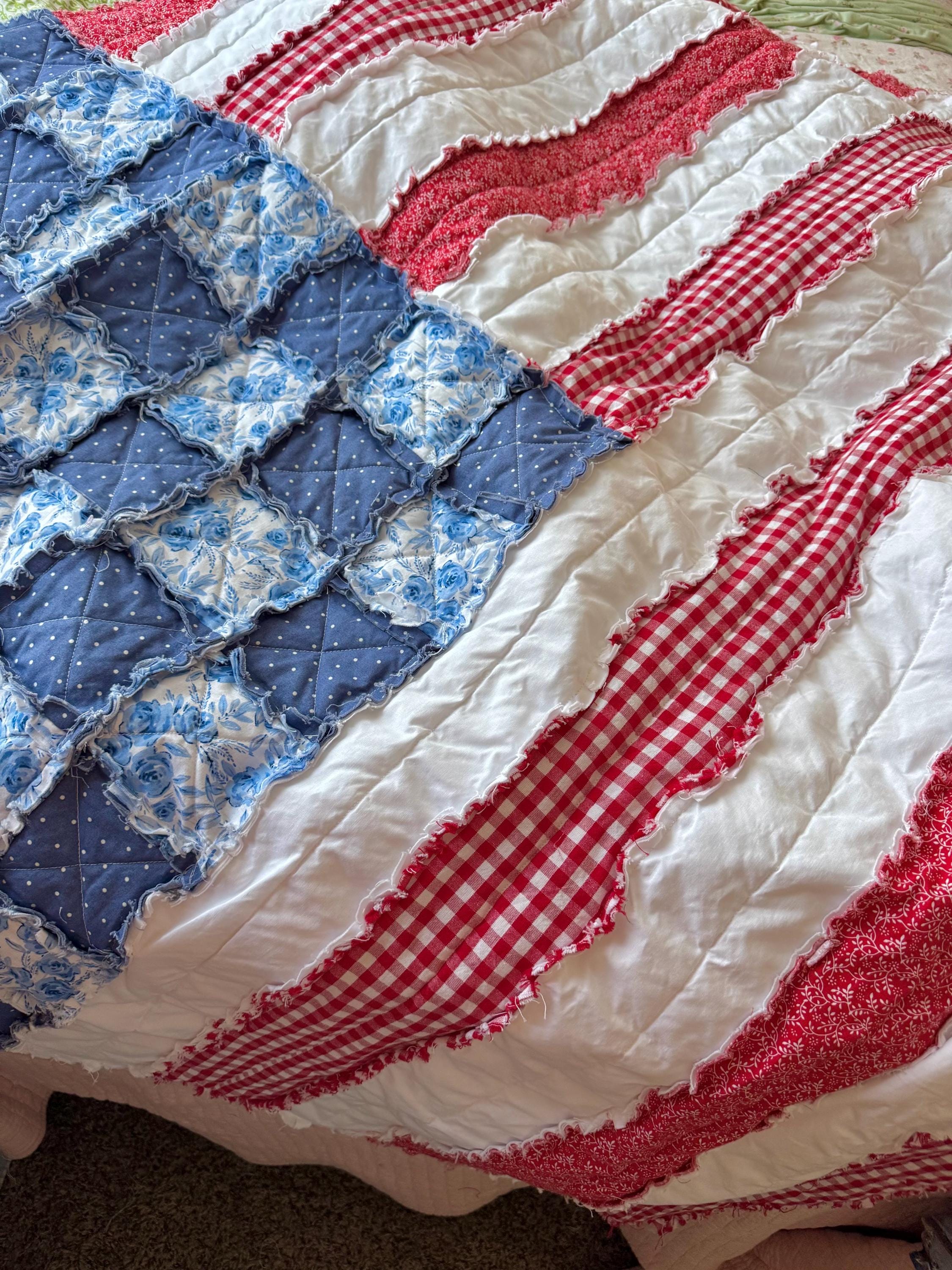 Stars and Stripes Rag Quilt PDF Pattern: Patriotic Decor - Etsy