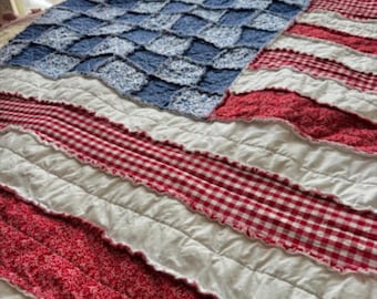 Stars and Stripes Rag Quilt Kit: Patriotic Quilt Set