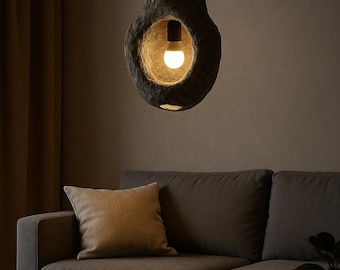 Sculptural Pendant Lamp | Handmade Stone Imitation Resin Lighting
