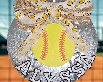 Customized Softball-Themed Door Hanger