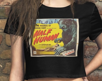 Sci-Fi Horror Crop Top: Vintage Movie Graphic Tee