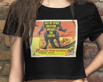 20 Million Miles to Earth Crop Top: Sci-Fi Horror Graphic Tee