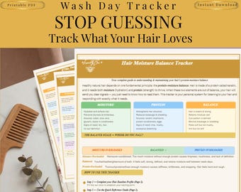 Wash Day Printable, Natural Hair Planner, Curly Hair Tracker (PDF Download)
