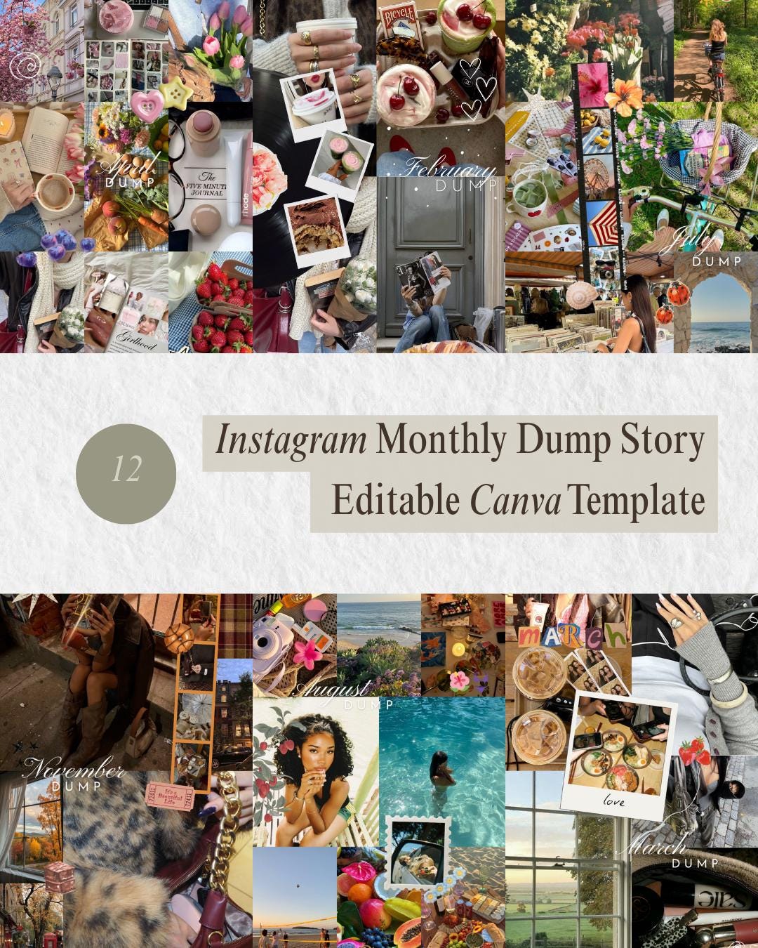 Monthly Instagram Brain Dump Templates 12 Editable Canva Story