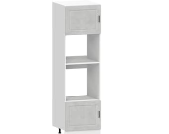 Cocina Modular MDF Hormigón Columna Frontal Horno y Mueble Microondas Plano Digital