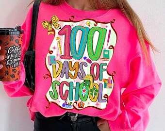 100 Dias de Aulas para Professores PNG Feliz 100 Dias Mais Inteligentes Design para Meninas e Crianças Escolar Fofa PNG Aluna Professora Pequena senhorita 100 Dias Mais Inteligentes