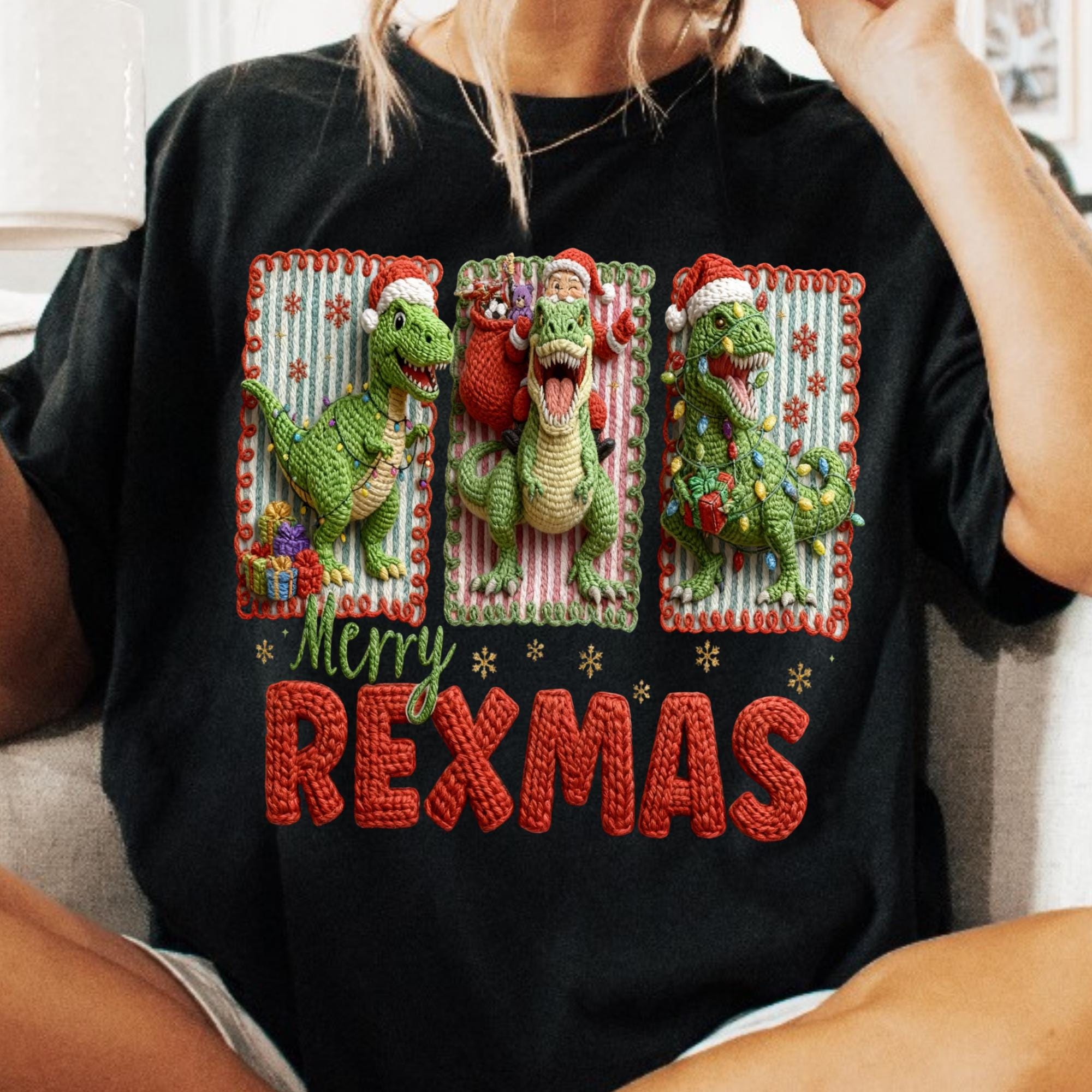 Rexmas Dinosaur T-rex Merry Rexmas PNG, Dinosaurs Christmas Latch Hook ...