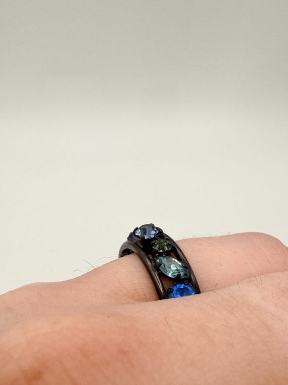 Blue Rinestone Ring Size 9 - image 3
