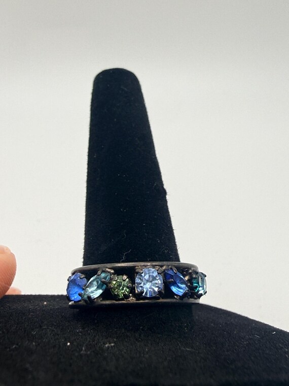 Blue Rinestone Ring Size 9 - image 4