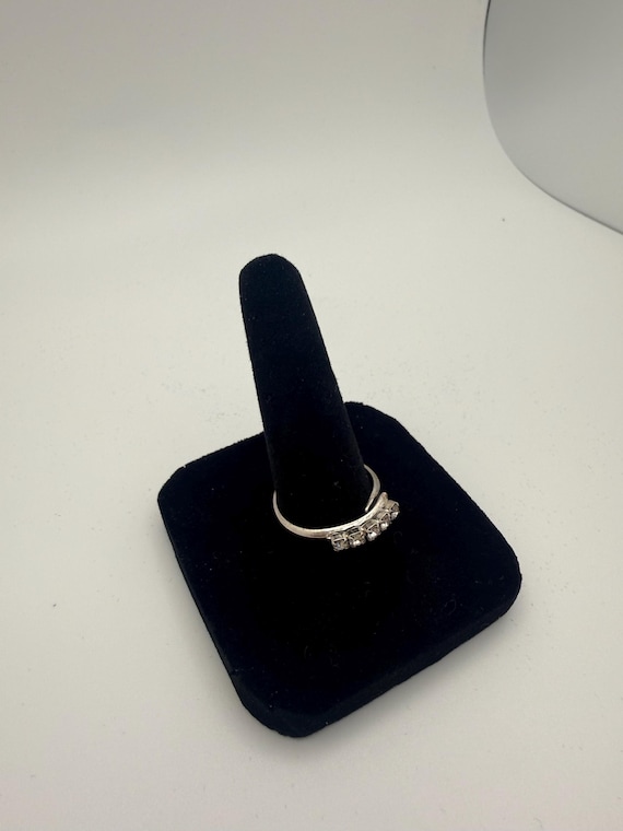 Silver 5 Stone Rinestone Ring Expandable - image 1