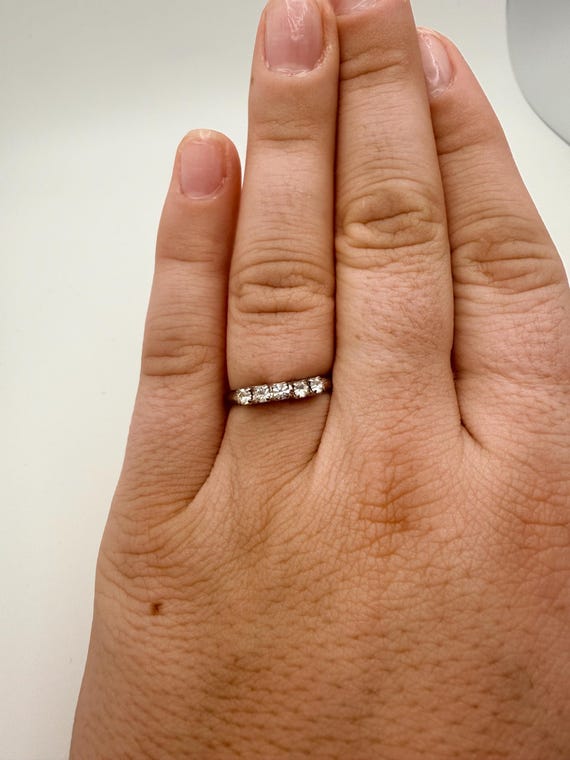 Silver 5 Stone Rinestone Ring Expandable - image 4