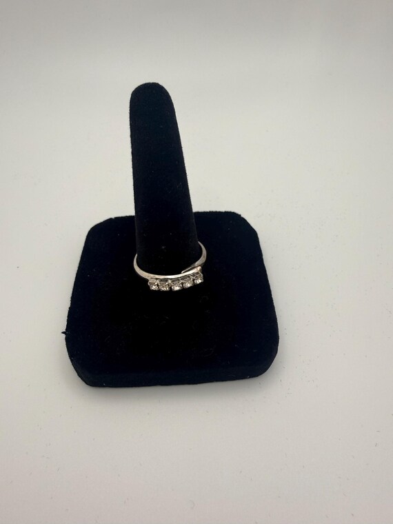 Silver 5 Stone Rinestone Ring Expandable - image 2