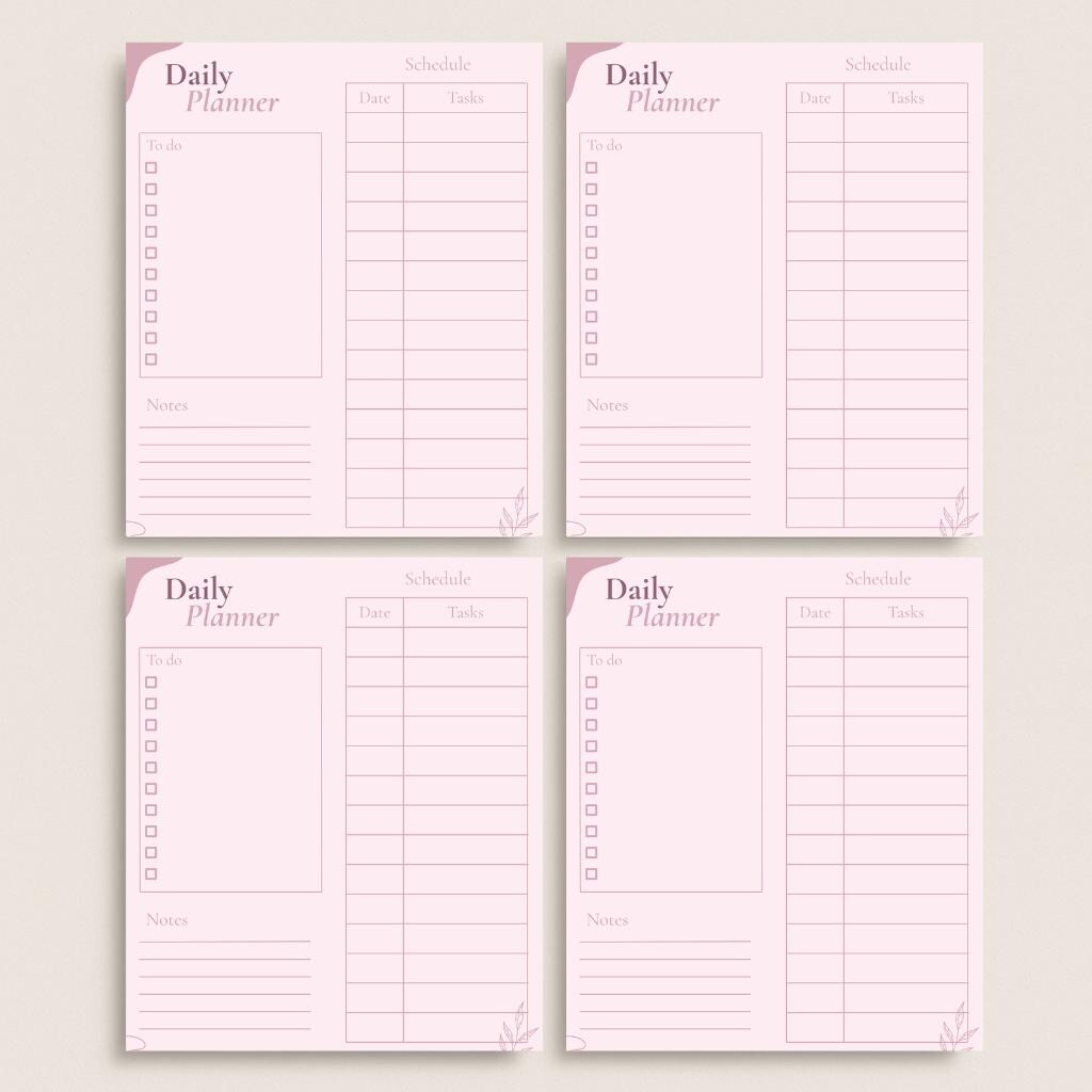 Pink Aesthetic Daily Planner • Soft Pastel Daily Template • Editable ...