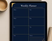 Dark Weekly Planner • Minimal Black Weekly Template • Editable Canva Planner • Printable Aesthetic Weekly Organizer • Digital Download