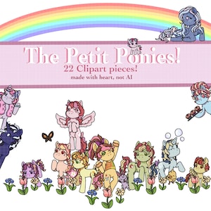 Zierliche Ponies! Clipart/Digitale Sticker Pack KEINE KI!!