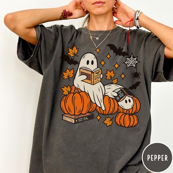 Ghost Reading Shirt, Fourth Wing Shirt, Bookish Halloween Tee, Comfort Colors® Shirt, Book Lover Gift, Dragon Rider Shirt