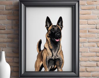 Pastor belga malinois * Arte de pared imprimible * Descarga digital instantánea *