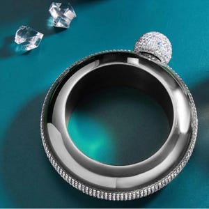 Rhinestone Bangle Bracelet Flask Set – Stainless Steel, Bridesmaid Gift