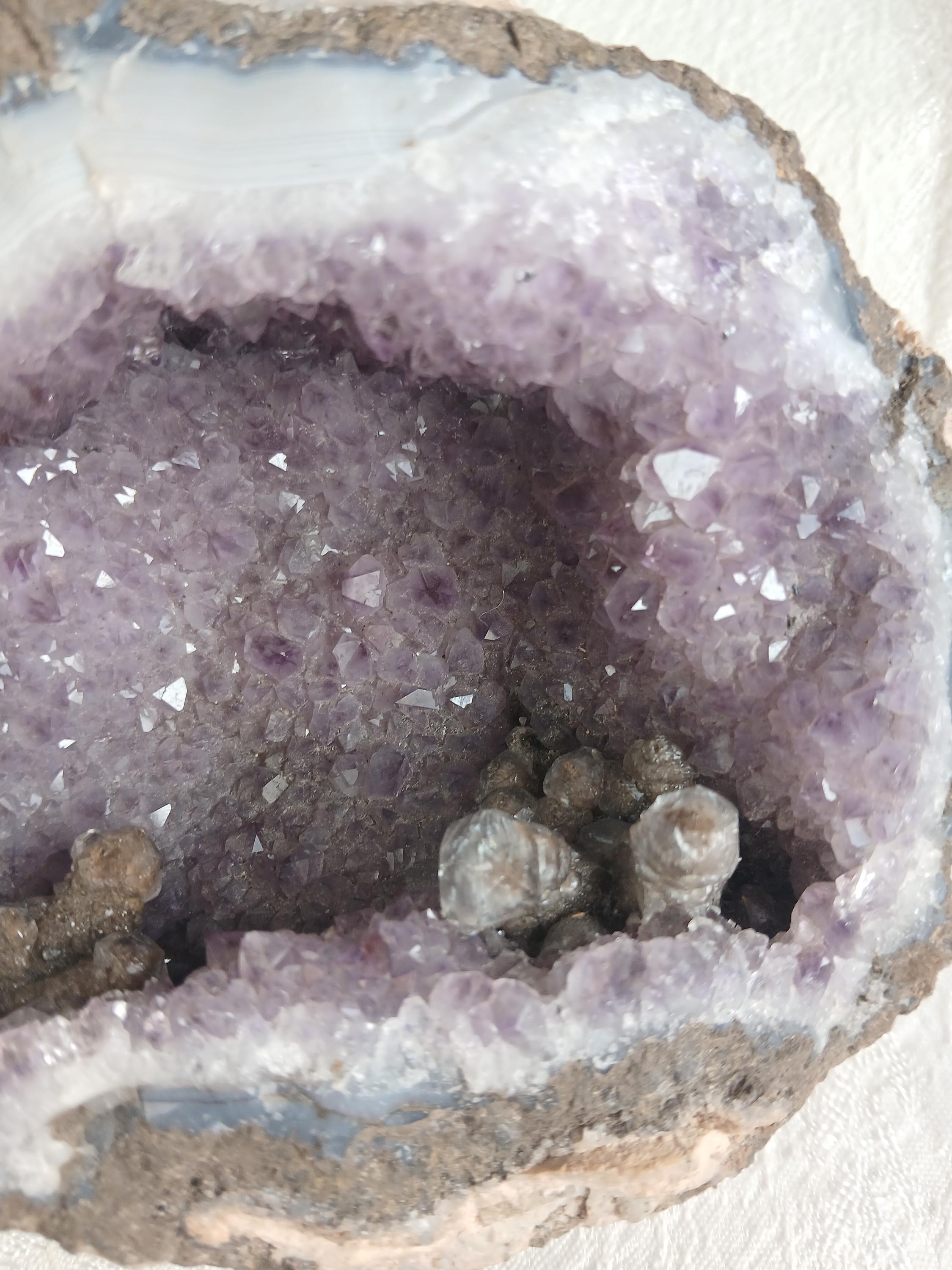 614g Amethyst Druzy Geode Half With Calcite- Natural Crystal Specimen ...
