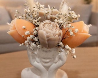 Candle Bouquet in Concrete Vase | Soy Wax Flower Arrangement | Aesthetic Gift | Mother’s Day Gift| Birthday Gift