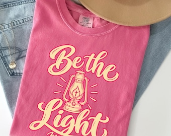 Be The Light Shirt, Christian Comfort Colors Tee, Matthew 5:14 Bible Verse Shirt, Retro Lantern Faith Tee, Christian Gift for Women & Teens